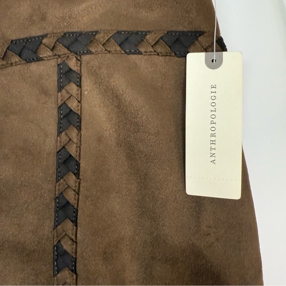 NWT Maeve Whipstitch A-Line Mini Skirt Brown Size XS Anthropologie - Picture 4 of 14